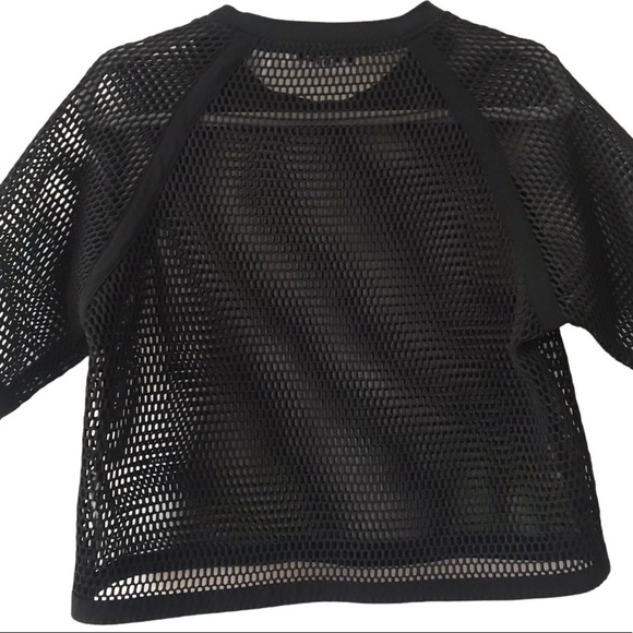 CO+CO By Coco Rocha Black Mesh Cropped Boxy Top - Picture 3 of 7